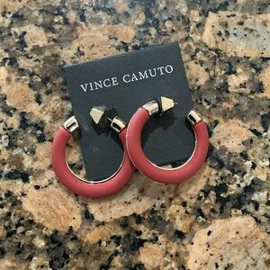 Vince Camuto brick and Gold Hoop Earrings